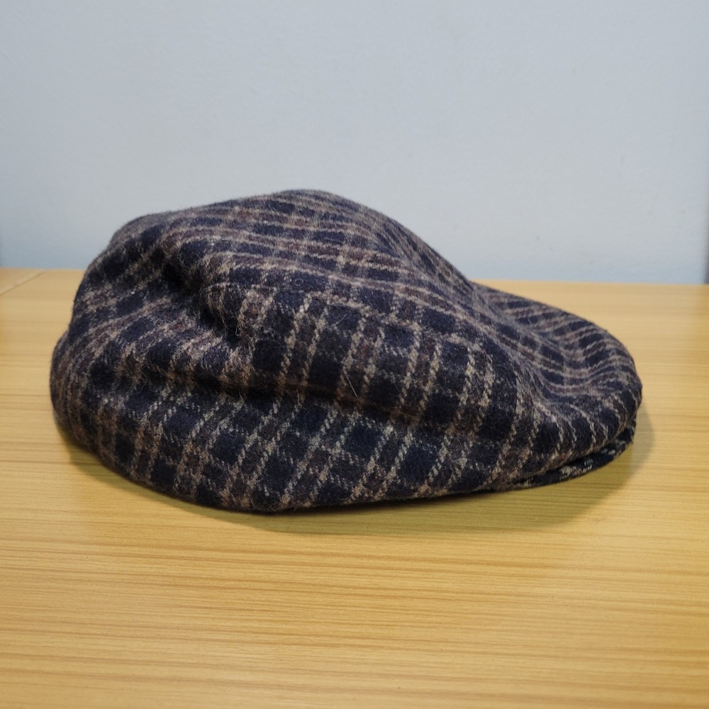 Country Gentleman Cap Plaid Newsboy Hat Cabbie Strap Size Medium USA Wool Blend